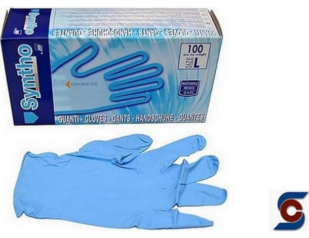 100 pz. guanti in nitrile monouso SYNTHO resistenti Taglia M (7/7,5) Blu