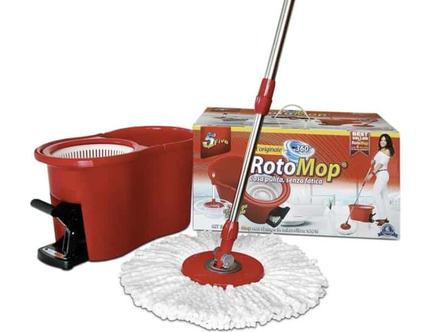 Rotomop con pedale rotante in Microfibra con secchio strizzante pulizie casa