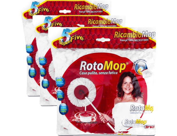 3 Pezzi di Ricambio per Rotomop Super Five a pedale 100% microfibra
