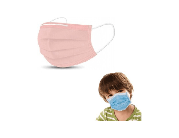 50x Mascherine Chirurgiche per Bambini Rosa Certificate CE Monouso Viso