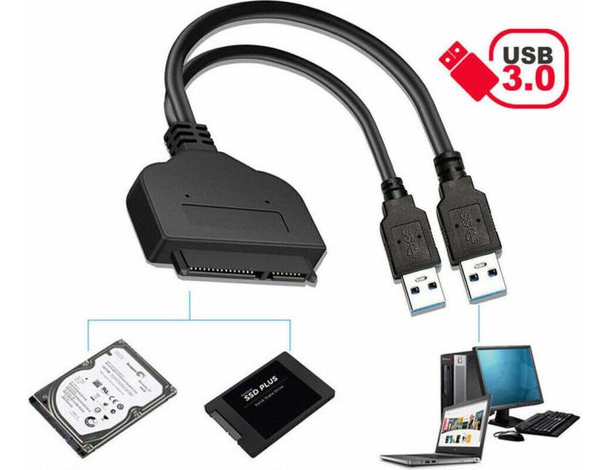 Adattatore Cavo Convertitore da 2 Porte USB a SATA 2.5 Pollici Hard Disk PC