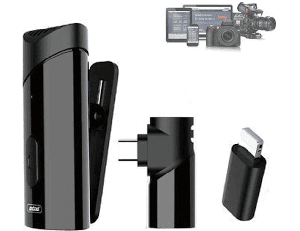 Microfono Wireless Lavalier 2.4 ghz con Clip-On e Riduzione Rumore USB Type-C