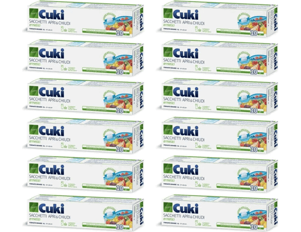 12 Confezioni sacchetti ermetici Apri e Chiudi CUKI 3 LT 27x25cm Pacco 10...