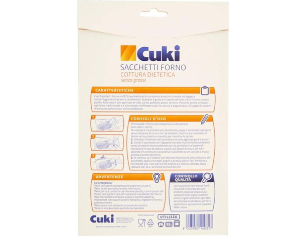 6 Confezioni da 8 pezzi Sacchetti Forno cottura dietetica Cuki 25 x 38 cm 2
