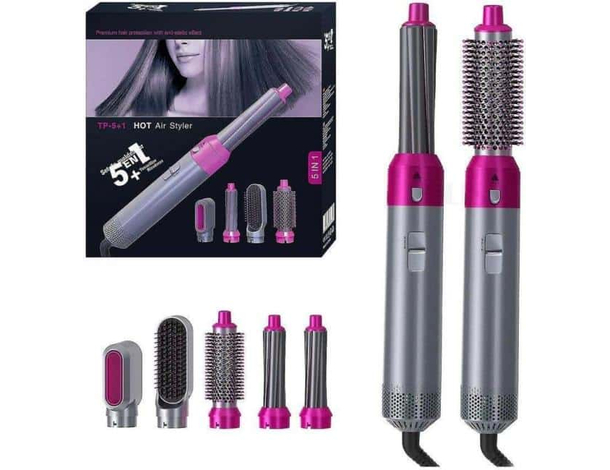 Spazzola Asciugacapelli 5 in 1 Accessori Intercambiabili Arricciante...