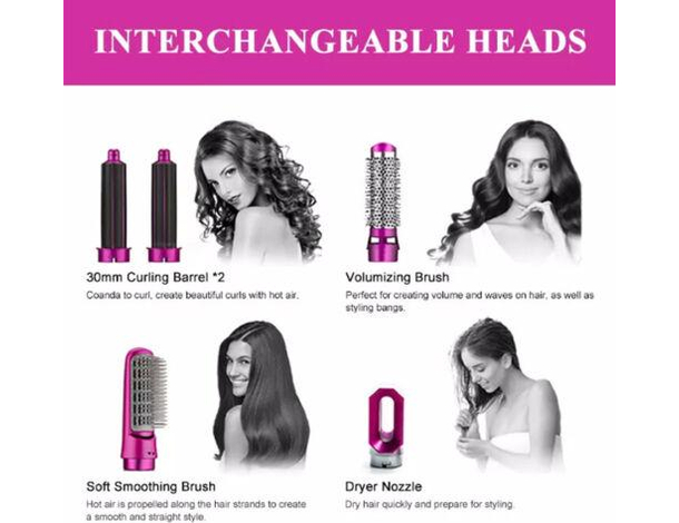 Spazzola Asciugacapelli 5 in 1 Accessori Intercambiabili Arricciante...