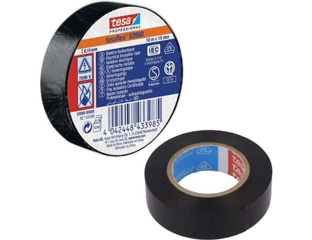 10x Rotoli Nastro Isolante Nero 10 metri Tesa 53988 Autosigillante
