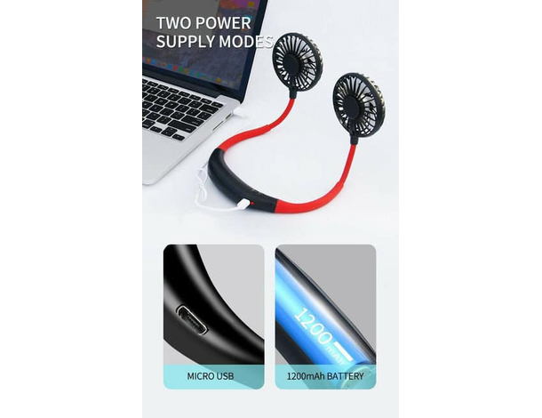 Ventilatore Da Collo Doppia Ventola Pieghevole 3 Velocità Per Oli Profumati...