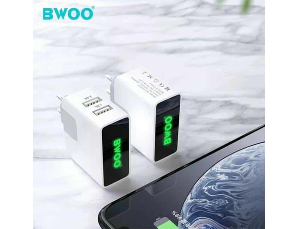 Caricabatterie da Parete Doppia Porta Dual USB Led Caricatore Rapido 2.4A...