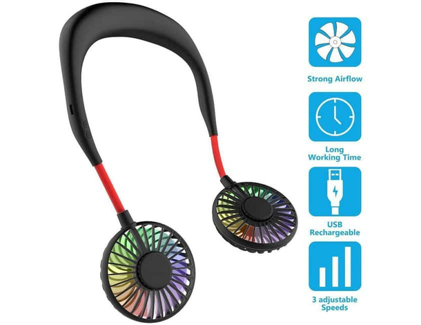 Ventilatore Da Collo Doppia Ventola Pieghevole 3 Velocità Per Oli Profumati...