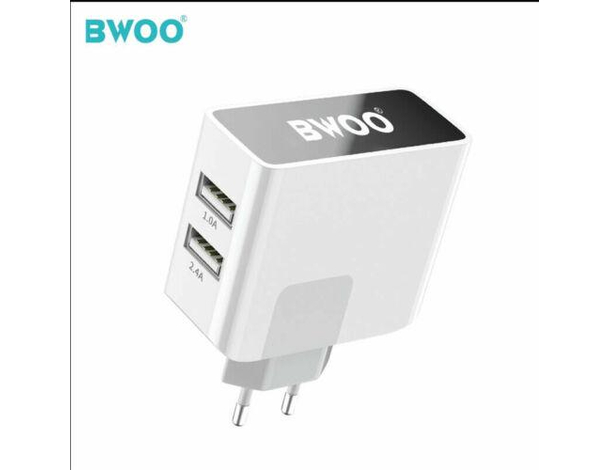 Caricabatterie da Parete Doppia Porta Dual USB Led Caricatore Rapido 2.4A...