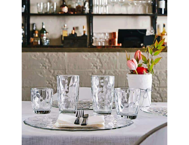 3x Bicchieri da Acqua Mod. Diamond 30.5cl in Vetro Trasparente Vino Cucina 4