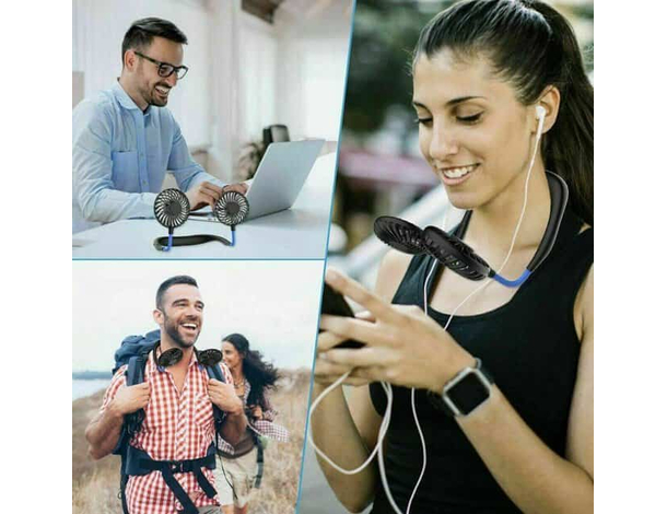 Ventilatore Da Collo Doppia Ventola Pieghevole 3 Velocità Per Oli Profumati...