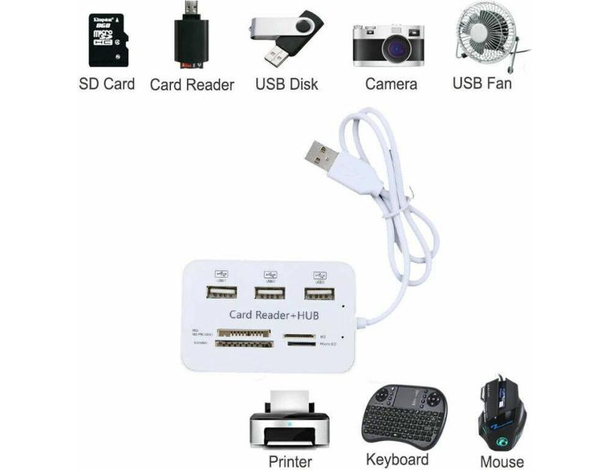HUB Adattatore PC Alta Velocità USB 4 Porte Lettore Memory Card Micro SD...