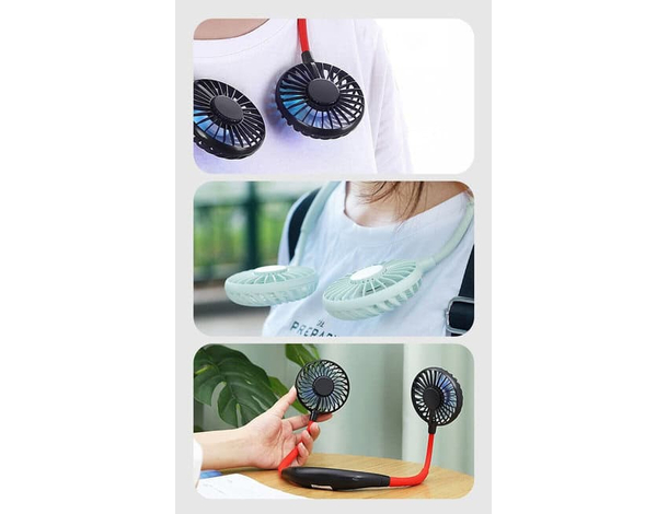 Ventilatore Da Collo Doppia Ventola Pieghevole 3 Velocità Per Oli Profumati...