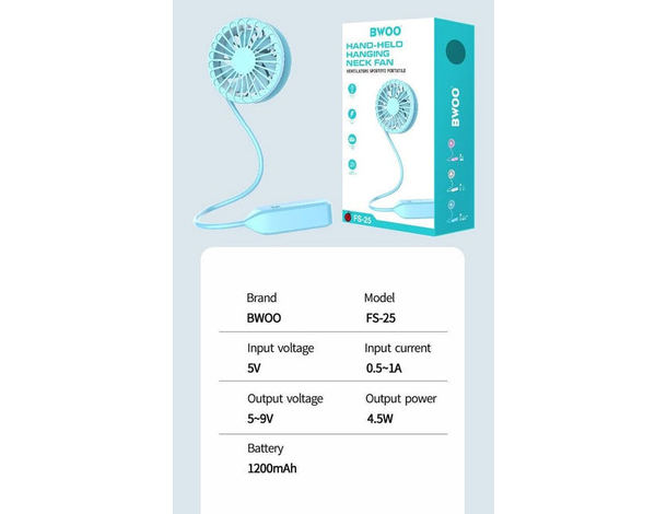 Ventilatore USB Portatile Flessibile Da Viaggio Ricaricabile 3 Velocità 4.5W...