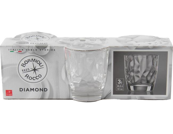 6x Bicchieri da Acqua Mod. Diamond 30.5cl Bicchiere in Vetro Trasparente 6