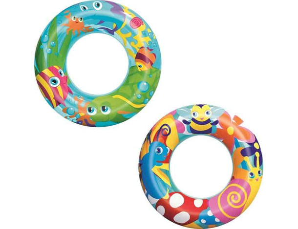 2x Ciambella Gonfiabile Salvagente Stampe Assortite 56cm Piscina Mare Bambini