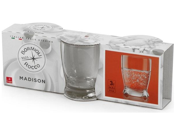 3x Bicchieri da Acqua Mod. Madison 24cl in vetro Trasparente Vino Bibita 6