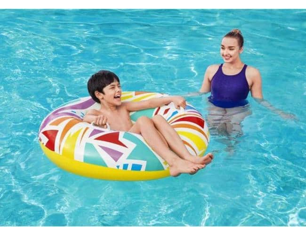 Ciambella Gonfiabile Salvagente con Stampa Retrò Piscina Mare 107cm Bambini...