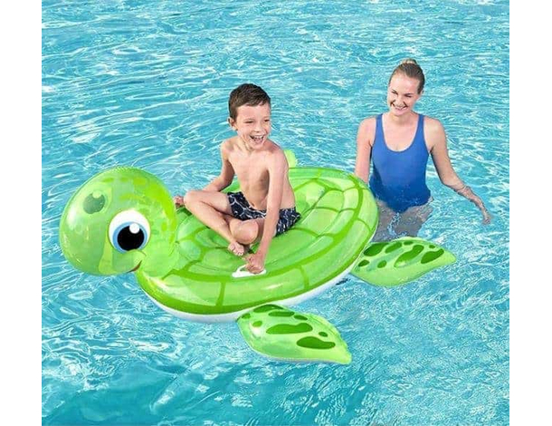 Materassino Gonfiabile Stampa Tartaruga Mare Piscina 140x140cm Bambini Gioco...