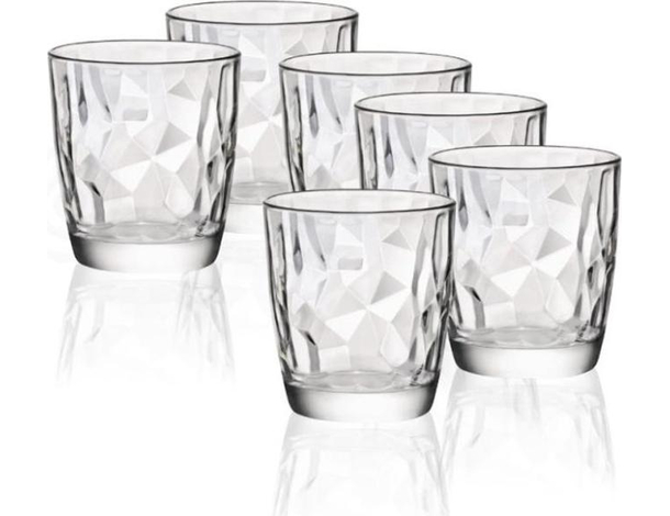 6x Bicchieri da Acqua Mod. Diamond 30.5cl Bicchiere in Vetro Trasparente