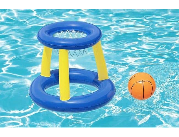 Canestro Gonfiabile Galleggiante per Basket Gioco Piscina con Pallone 61cm 6