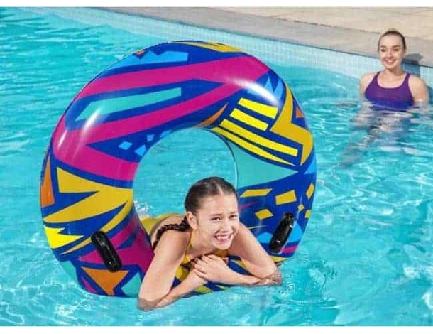 Ciambella Gonfiabile Salvagente con Stampa Retrò Piscina Mare 107cm Bambini...