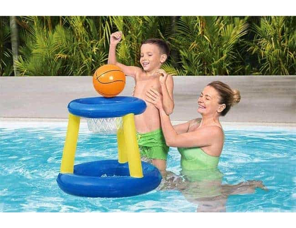 Canestro Gonfiabile Galleggiante per Basket Gioco Piscina con Pallone 61cm 8