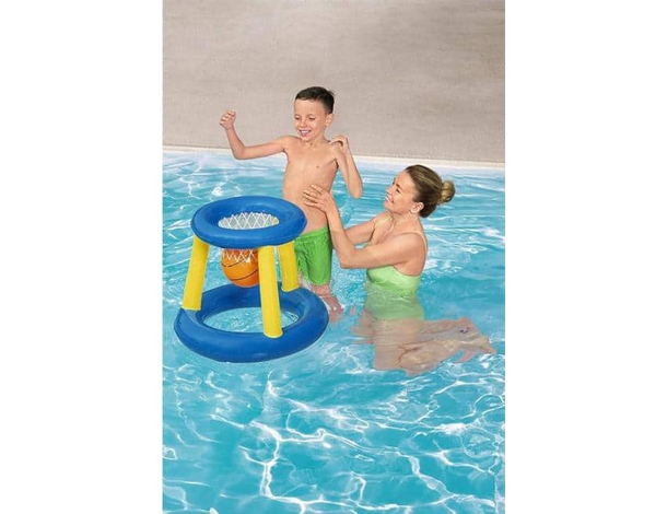 Canestro Gonfiabile Galleggiante per Basket Gioco Piscina con Pallone 61cm 9