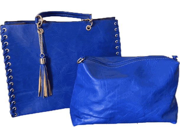Borsa Donna Tracolla/Spalla Grande con Pochette 2in1 Ecopelle Blu Elettrico