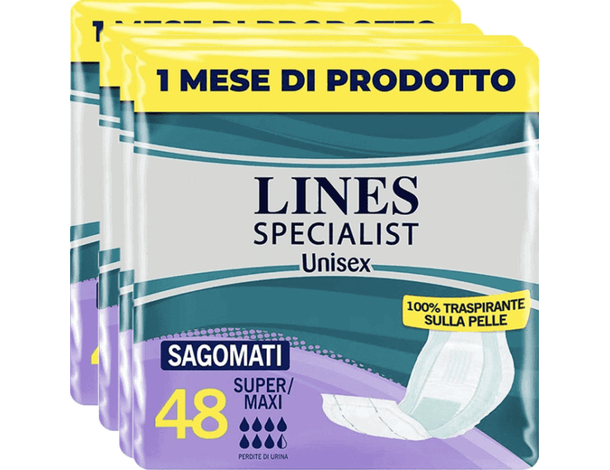 4x confezione Assorbenti sagomati da 12 pezzi Incontinenza Uomo Donna Lines 4x12