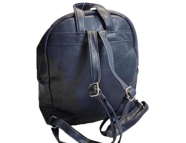 Zaino Zainetto Borsa con zip Donna in eco pelle Blu con Scritta Vintage moda...