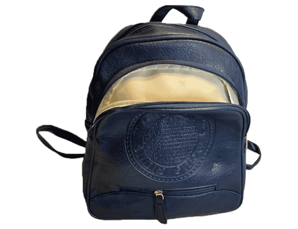 Zaino Zainetto Borsa con zip Donna in eco pelle Blu con Scritta Vintage moda...