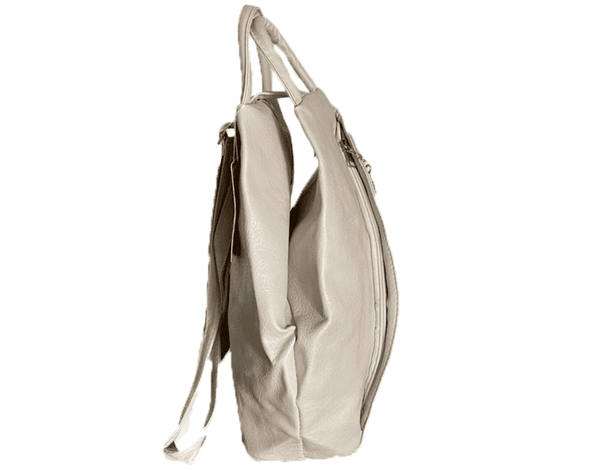 ELETTRA - Zaino da Donna Borsa con Chiusura Zip Ecopelle Bianco ciondolo love...