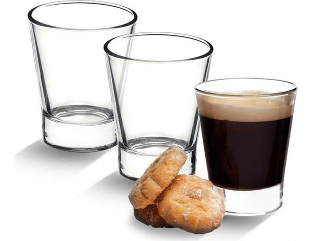 3x Tazzine da Caffè Mod. Caffeino 8.5cl Bicchieri in Vetro Trasparente Espresso
