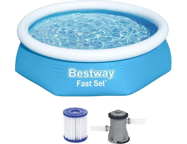 Piscina Fuori Terra Fast Set 244x61cm da Giardino in PVC Bambini Tonda Estate