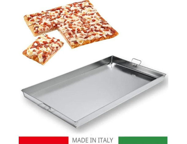 Teglia Rettangolare da Forno 37x60 cm in Latta Multiuso Manici Pizza Focaccia