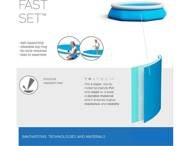 Piscina Fuori Terra Fast Set 244x61cm da Giardino in PVC Bambini Tonda Estate...