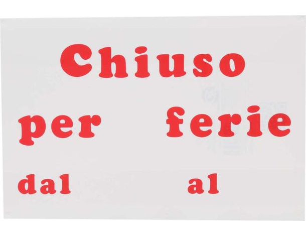 12x Cartello "Chiuso per Ferie" 20x30cm Plastificato in PVC Segnaletica Negozio