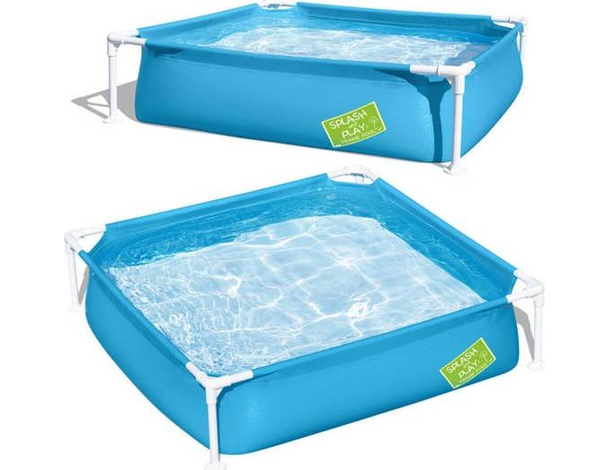 Piscina Quadrata Fuori Terra da Giardino 122x122x30.5cm Bambini Esterno Gioco