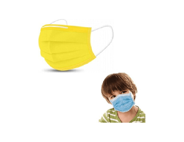 50x Mascherine Chirurgiche per Bambini Gialle Certificate CE Monouso Viso