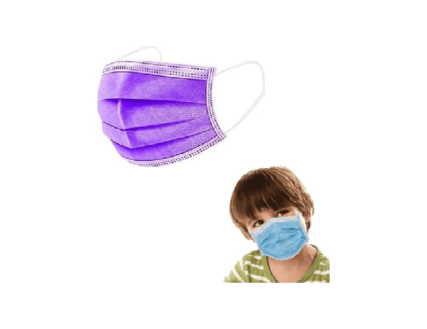 50x Mascherine Chirurgiche per Bambini Viola Certificate CE Monouso Viso