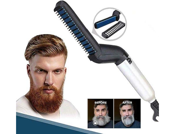 Piastra Lisciante Uomo Multifunzione Pettine Barba Capelli Styling Ceramica