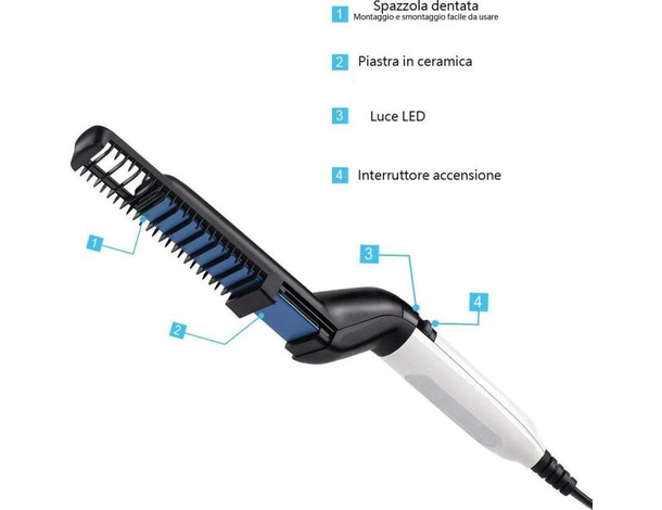 Piastra Lisciante Uomo Multifunzione Pettine Barba Capelli Styling Ceramica...
