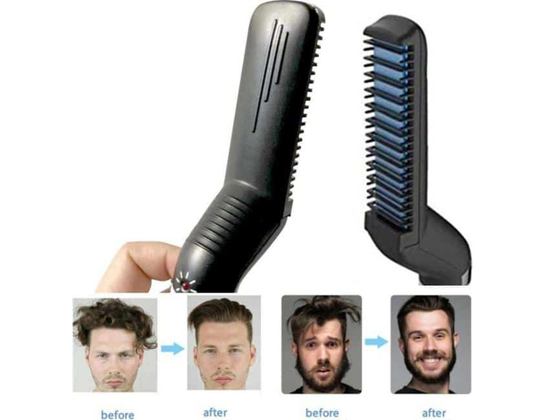 Piastra Lisciante Uomo Multifunzione Pettine Barba Capelli Styling Ceramica...