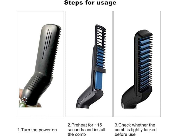 Piastra Lisciante Uomo Multifunzione Pettine Barba Capelli Styling Ceramica...