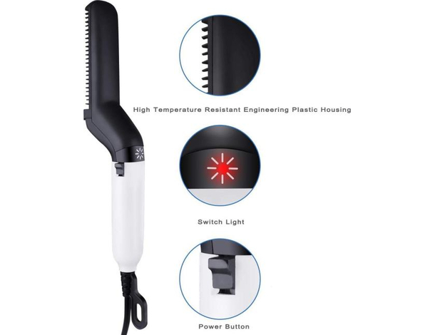 Piastra Lisciante Uomo Multifunzione Pettine Barba Capelli Styling Ceramica...