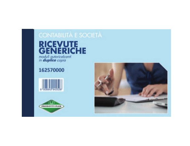 5x Blocco Ricevute Generiche da 50 Moduli Duplice Copia Autoricalcanti Datati...