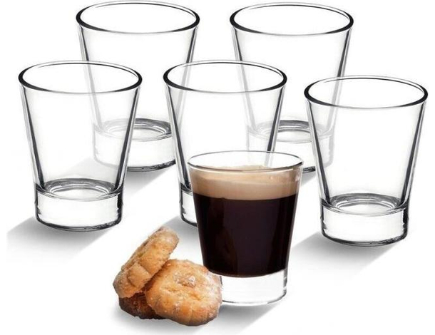 6x Tazzine da Caffè Mod. Caffeino 8.5cl Bicchieri in Vetro Trasparente Espresso
